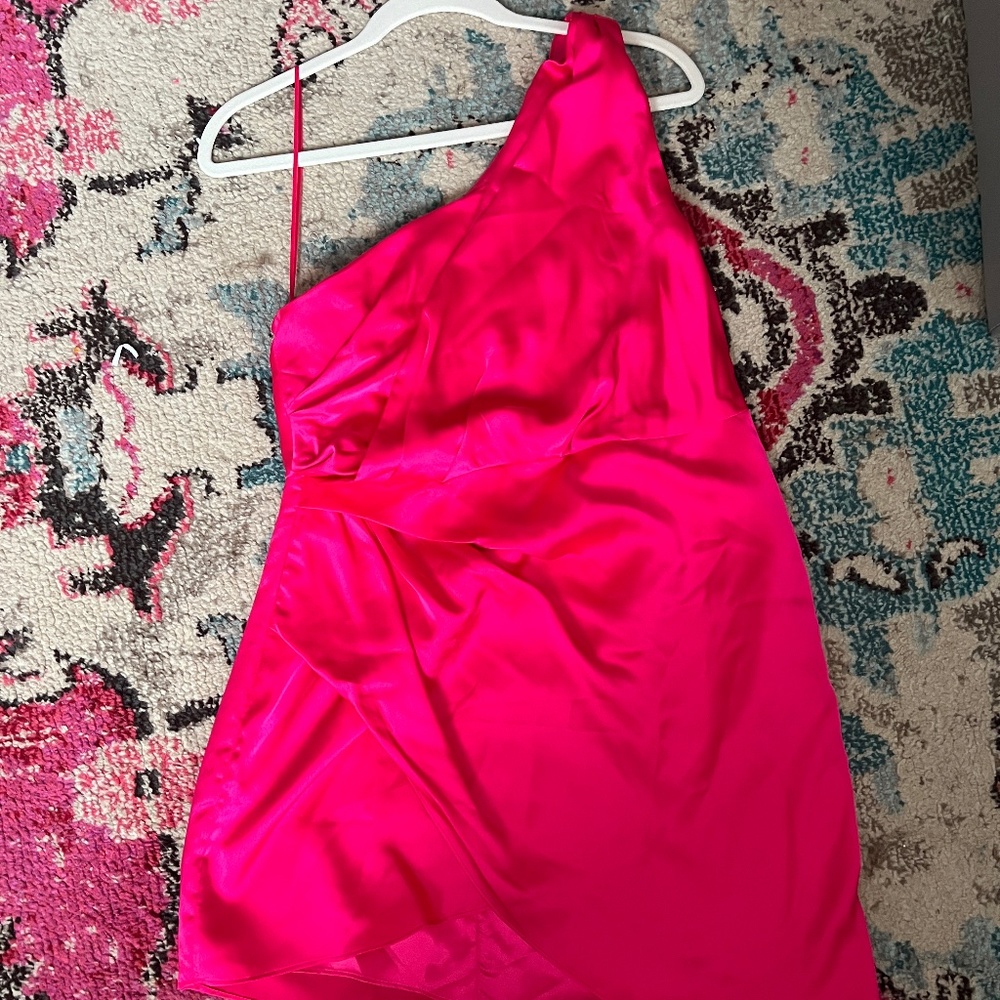 Hot Pink one shoulder dress